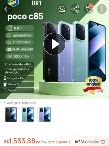 Vende-se, celular novo com caixa e tudo original, apenas 27 dias de comprado