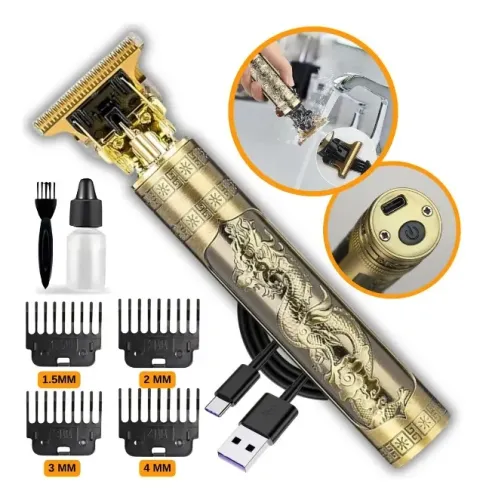 Máquina De Cortar Cabelo Sem Fio Barbeador Eletrico Aparador De Pelos Acabamento Dragão Mo