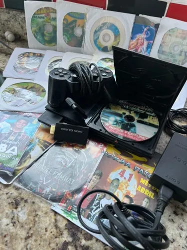 PS2 perfeito com 2 controles +22 jogos (negocio)