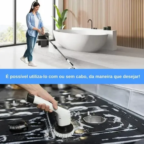 Escova de Limpeza Mop Elétrico Recarregável 9 em 1
