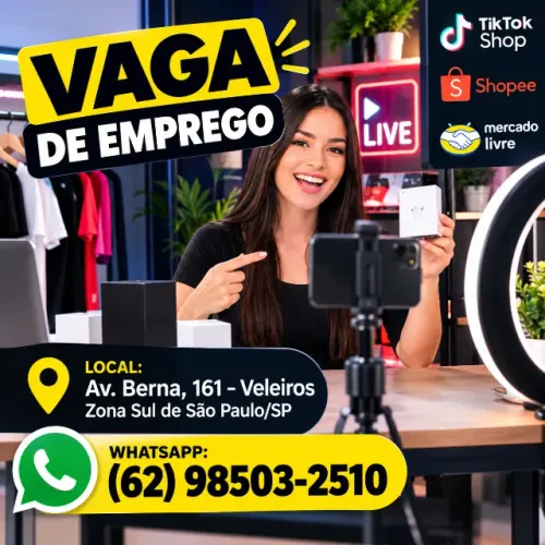 S? VAGA DE EMPREGO - VENDEDOR(A) PARA LIVE SHOPPING!