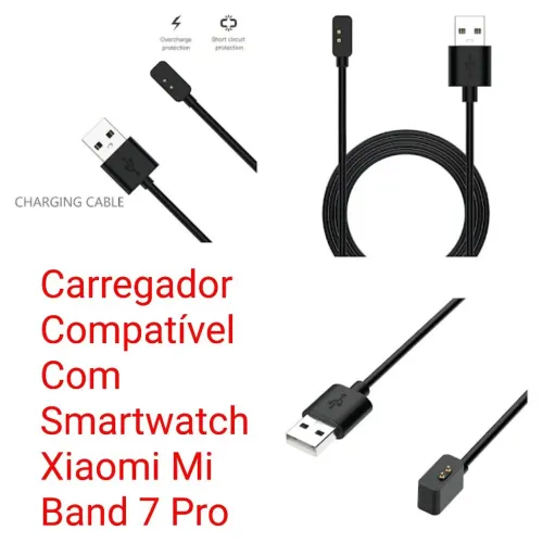 Carregador Compatível Com Smartwatch Xiaomi Mi Band 7 Pro
