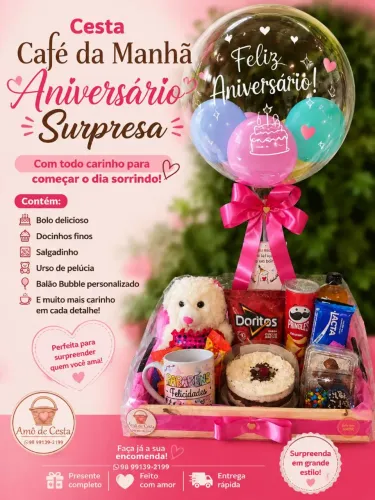 Cesta Café da Manhã Surpresa de Aniversário.
