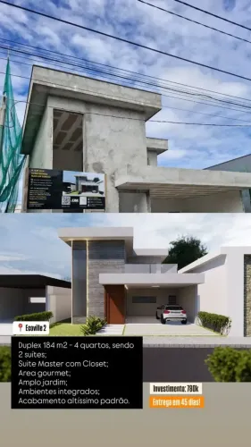 Belíssima Casa Duplex Alto Padrão 4/4 sendo 02 Suites No Condomínio Ecoville 2