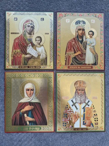 Ícones católicos ortodoxos Ns. Senhora Theotokos e santos da Igreja
