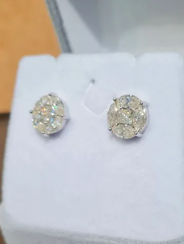 Brinco Disco, Prata 925 c/ Moissanites e Ródio 