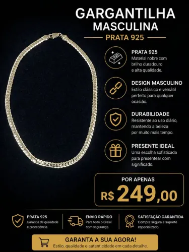 Gargantilha Masculina em prata 925