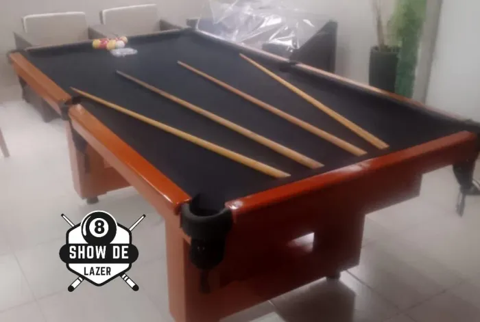 Sinuca Tipo Bilhar Super Luxo Verniz Forração Preta 