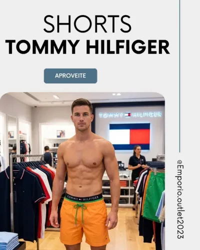 Short Tommy Hilfiger repelente à água Importado , 50% Off