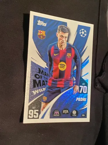 Card Pedri Man of the Match Barcelona Topps Foil Brilhante