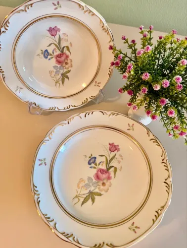 Prato porcelana Schmidt Floral Rio do Testo - 6 unidades