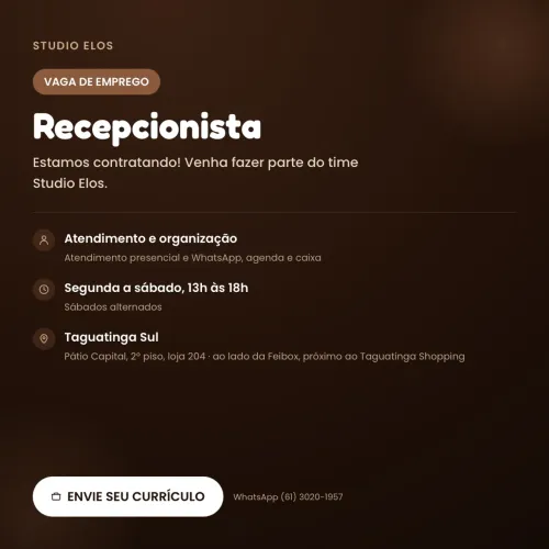 VAGA DE EMPREGO ? Recepcionista