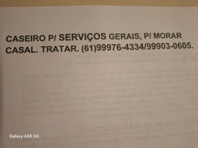 Caseiro para serviços gerais 