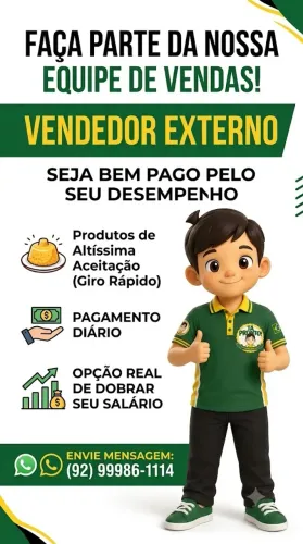 Ganhe pelo menos R$: 60,00 Por DIA! Como vendedor externo!