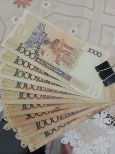 Notas de 1000 cruzeiros antigos (lote com 9 cédulas)
