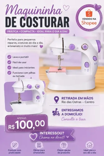 Mini máquina de costura nova na caixa