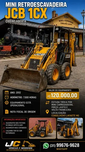 Mini retroescavadeira JCB 1CX cabine aberta