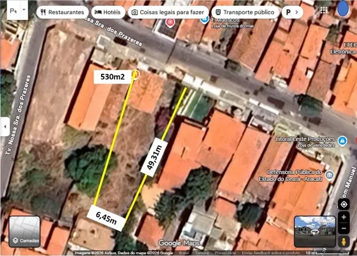 Terreno 530m2 Aracati excelente localização