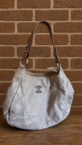 Chanel On the Road Hobo Leather Beige