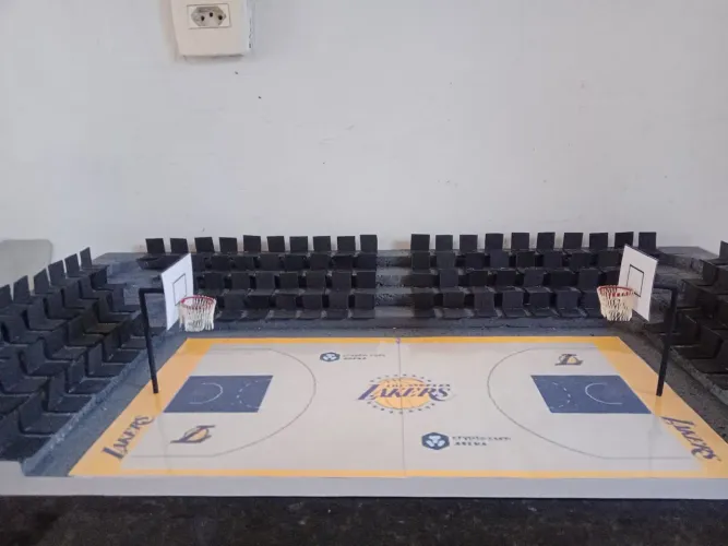 Maquete de quadra de basquete