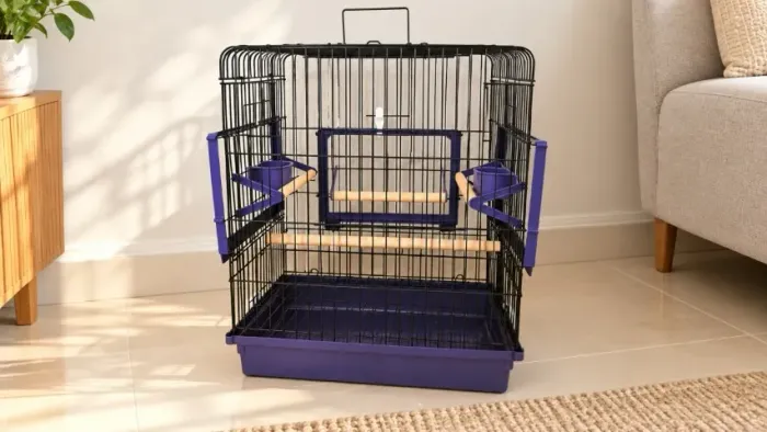 Viveiro Gaiola para Calopsita e Aves - Jel Plast Lilás com Suporte