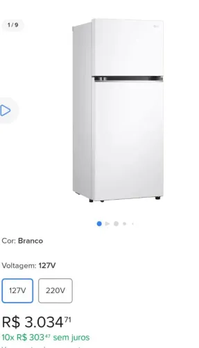 Geladeira LG 110V 375 litros 