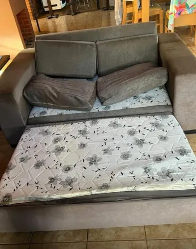 Sofá Retrátil Reclinável Vira Cama de Casal