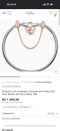Vendo pulseira com 7 berloques e trava de segurança originais da vivara! Novíssima!