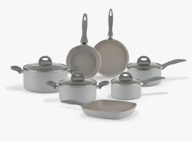 Jogo De Panelas 7 Peças Ceramic Life Marble Blend Brinox Cor Cinza