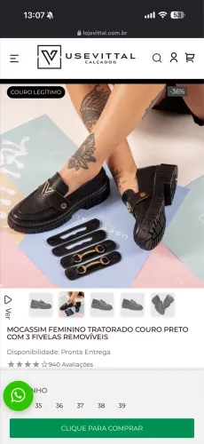 Mocassim Couro Legítimo 39