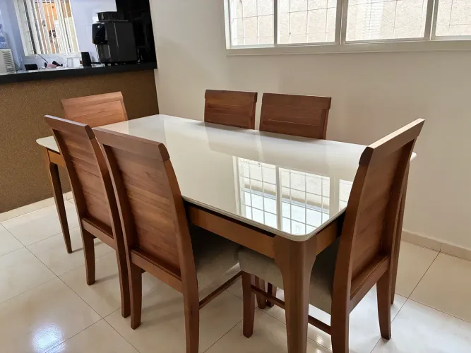 Mesa Madeira Maciça Com 6 Cadeiras CASA VERDE