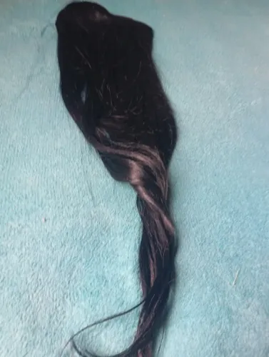 Aplique de cabelo humano 73 cm preto 3 telas