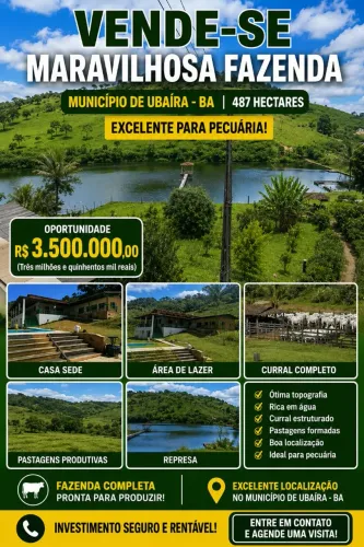 Vendo maravilhosa fazenda ubaira