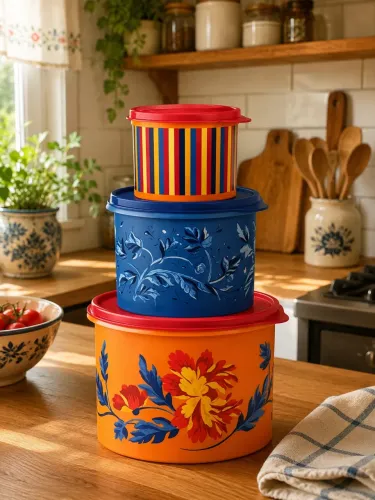 Kit tupperware 3 peças floral