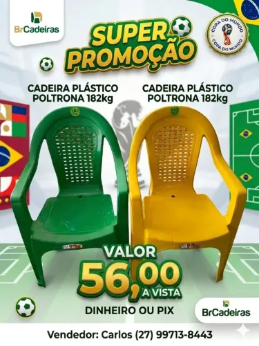 CADEIRA PLÁSTICO POLTRONA COM ENCOSTO ALTO 182KG