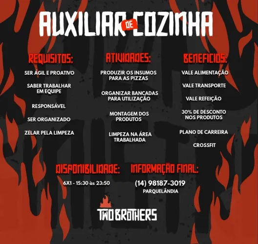 Auxiliar de Cozinha (Pizza & Burger)
