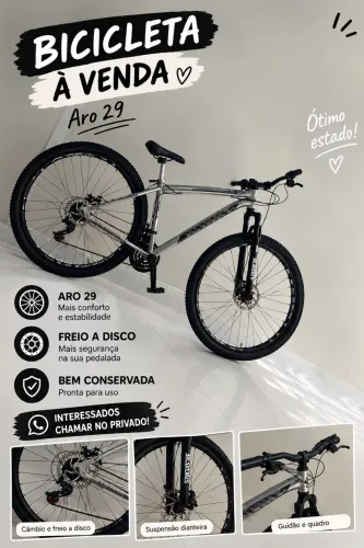 Bicicleta aro 29 em ótimo estado, freio a disco