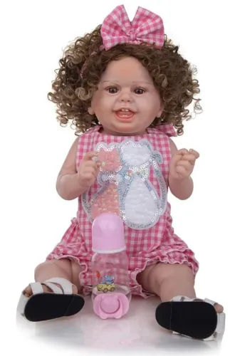 Boneca Bebê Reborn Menina INTEIRA EM SILICONE