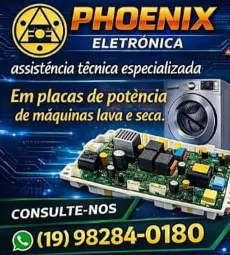 Conserto de placas de potência e manutenção de máquinas lava e seca.