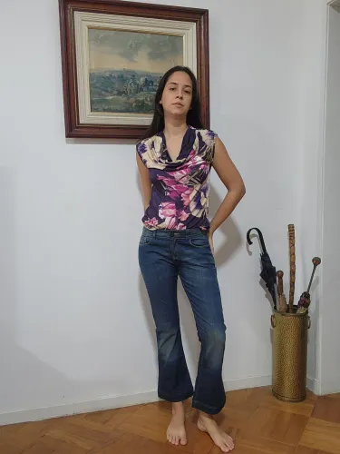 Calca jeans cintura baixa bootcut Sacada 38
