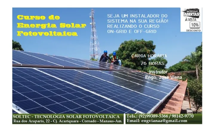 Curso de Instalador Solar Fotovoltaico On Grid Off Grid