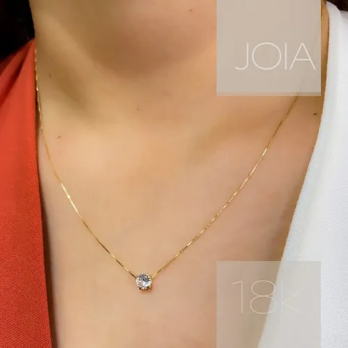 Colar feminino ponto de luz em ouro18k