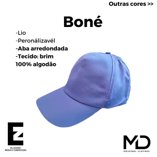 Kit 10 Bonés Lisos de Aba Arredondada - Brim