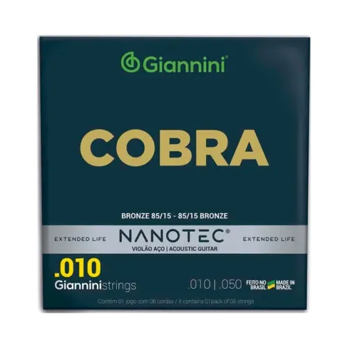 Corda P/ Violão Aço Giannini Nanotec Cobra PN 10/50 ou 11/52