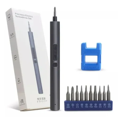 Mini Parafusadeira Elétrica Portátil Lanterna 12 Pçs Celular