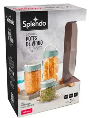 Conjunto De Potes De Vidro Verde Wx08828  425ml 660ml 1 L Splendo