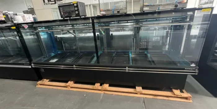 Expositor de carnes 3,00 vidro reto com gancheira dupla novo 