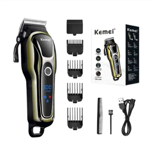 Produto Novo Máquina de Cortar Cabelo Kemei 1990 USB Display Digital
