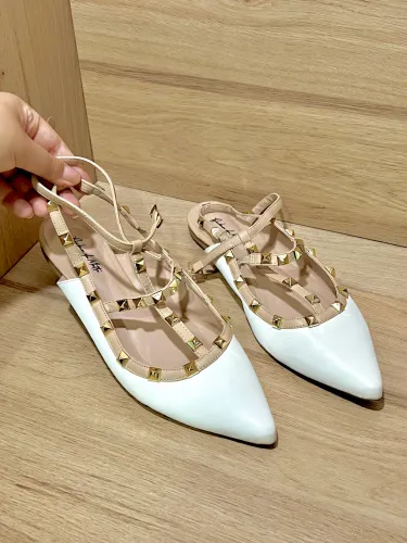 37/38 Sandália Rasteira - Sapatilha Branca 