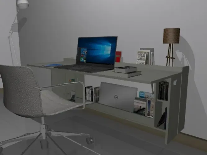 Mesa Dobrável Fendi Office Delluxe. Com Armário para guardar livros